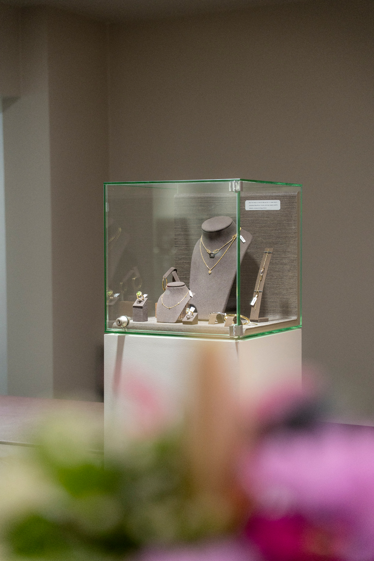 Vitrine met juwelen in de Nolf winkel